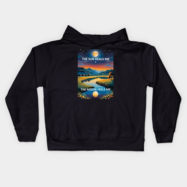 The sun heals me, the moon feels me Kids Hoodie by Jackson Williams